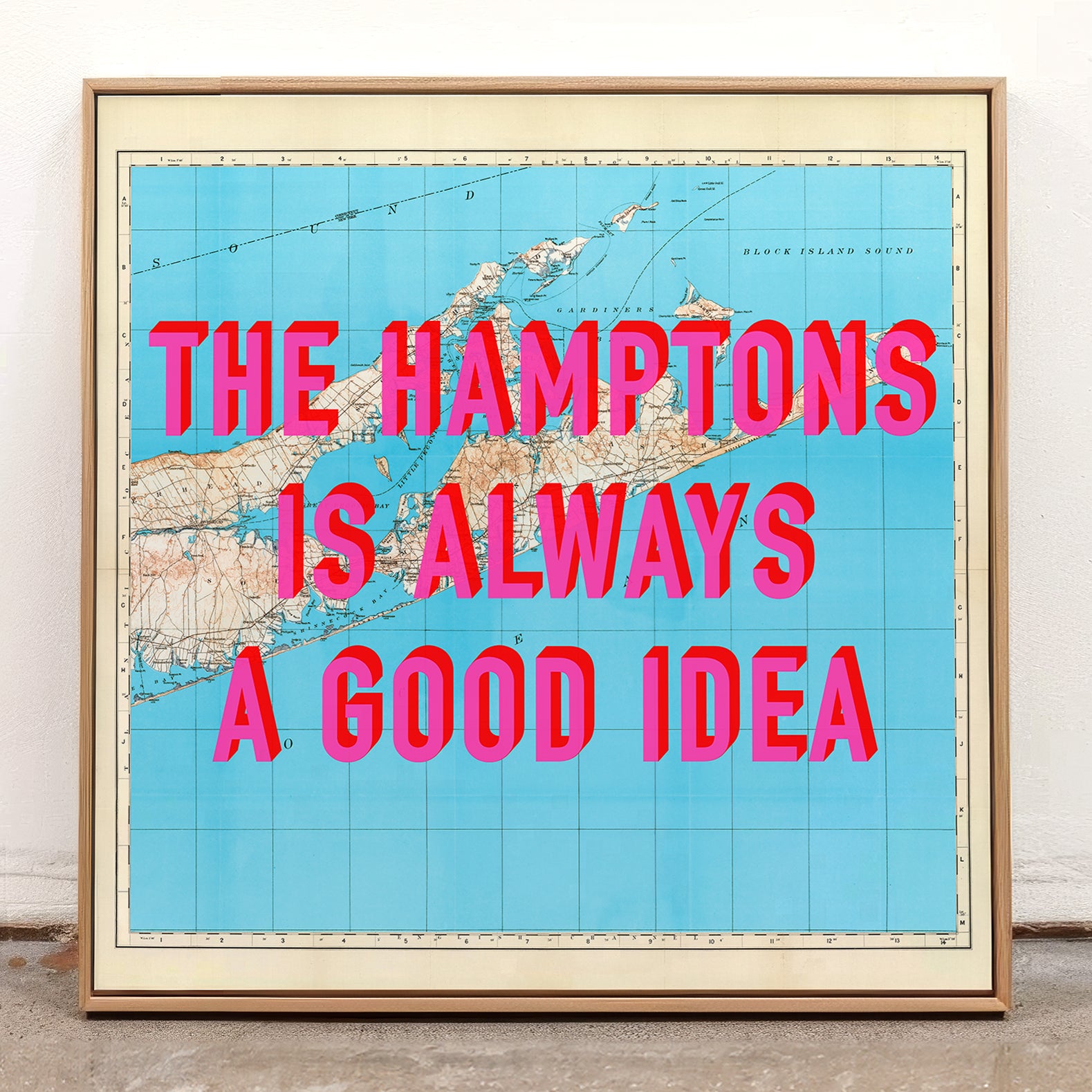 The Hamptons Retro Pop Art Map Print