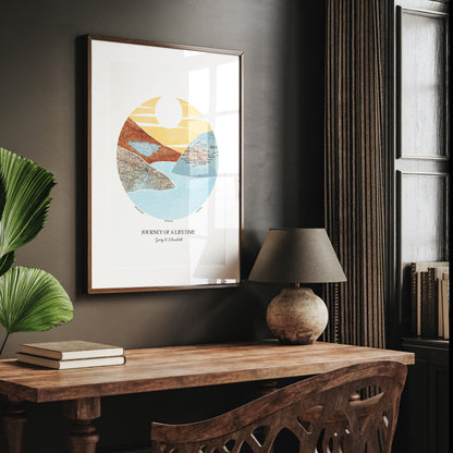Personalised Watercolour Travel Map Mountain Print 2 - 6 Locations - Magic Posters