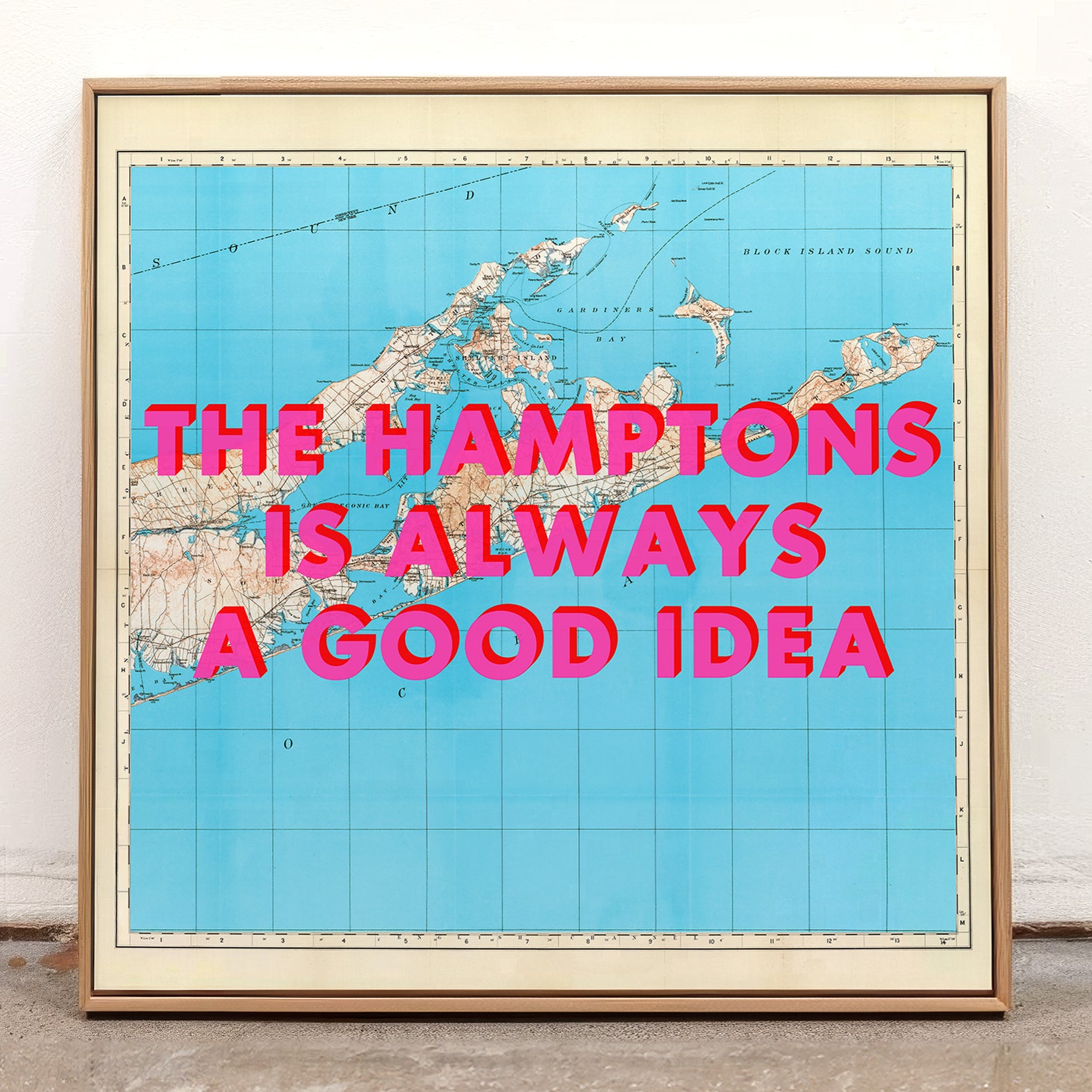 The Hamptons Retro Pop Art Map Print