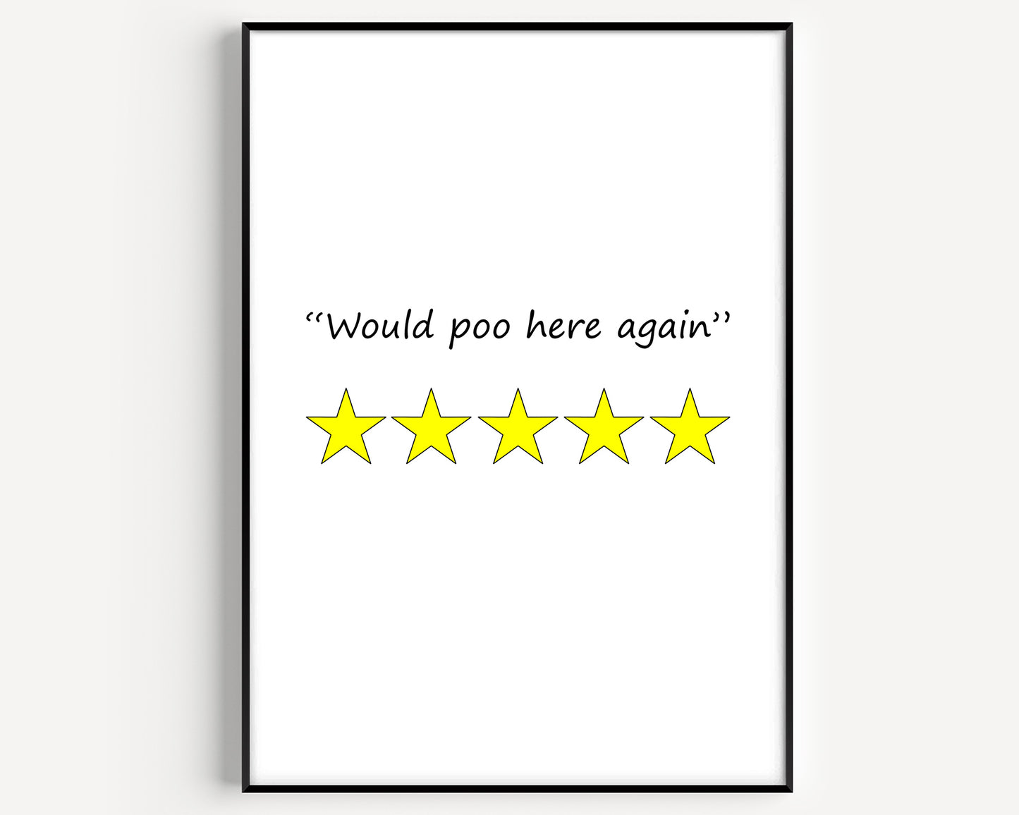 Would Poo Here Again 5 Stars Funny Toilet Review Print - Magic Posters