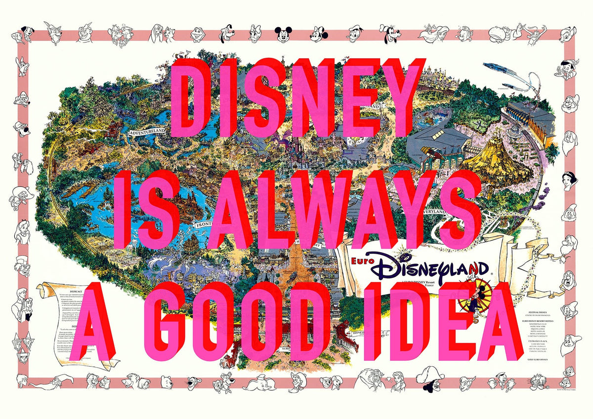 Disneyland Paris Retro Pop Art Theme Park Map Print