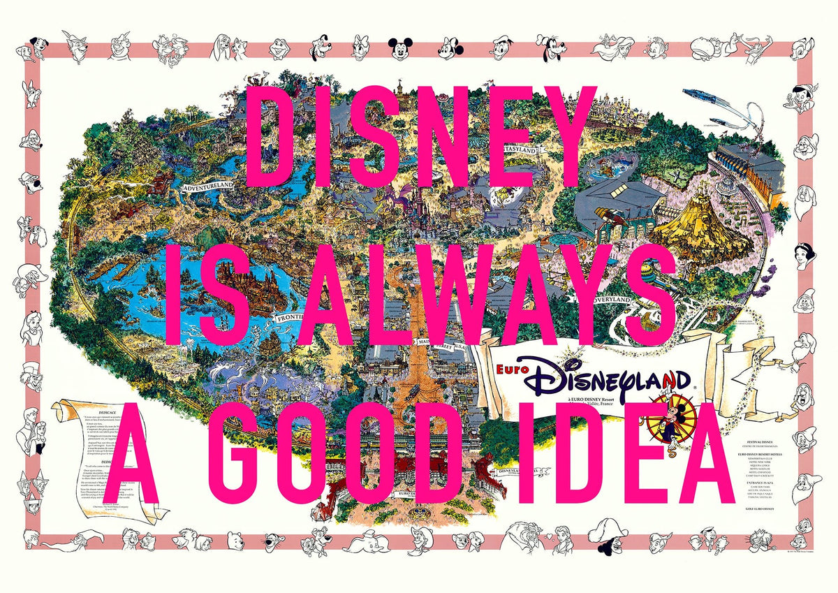 Disneyland Paris Retro Pop Art Theme Park Map Print