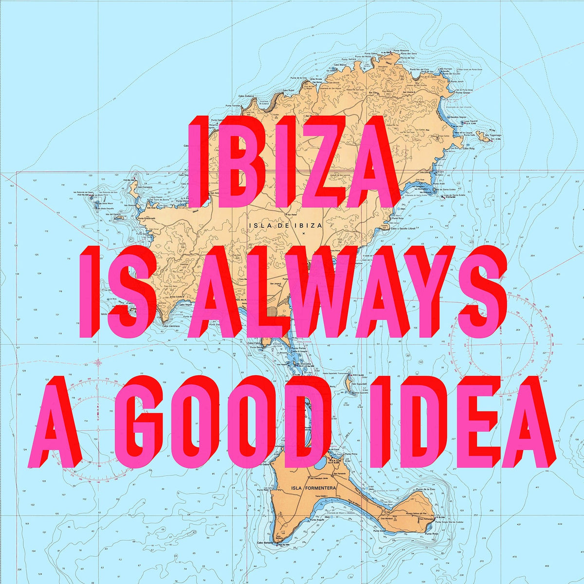 Ibiza Retro Pop Art Map Print