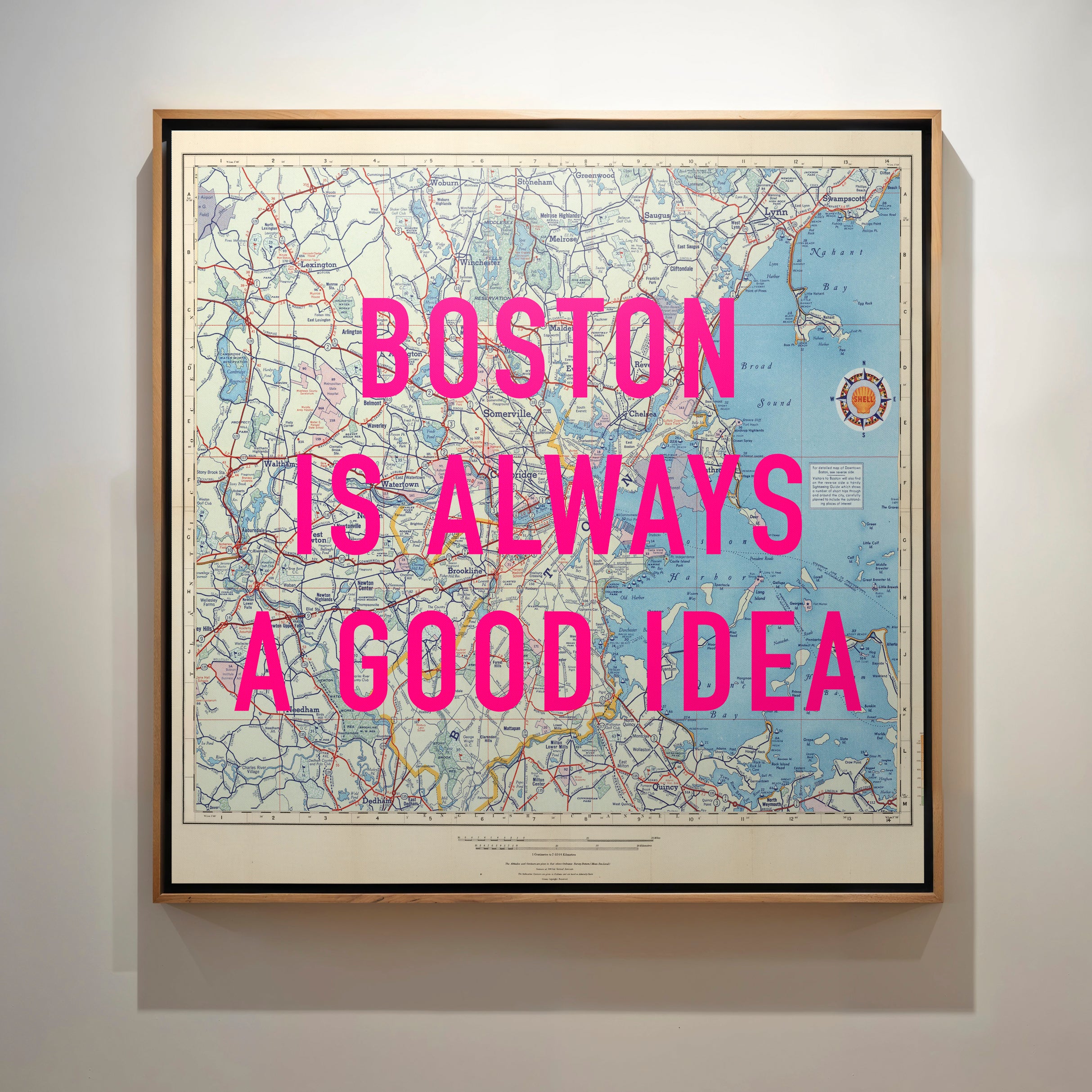 Boston Retro Pop Art Map Print (Square) - Magic Posters