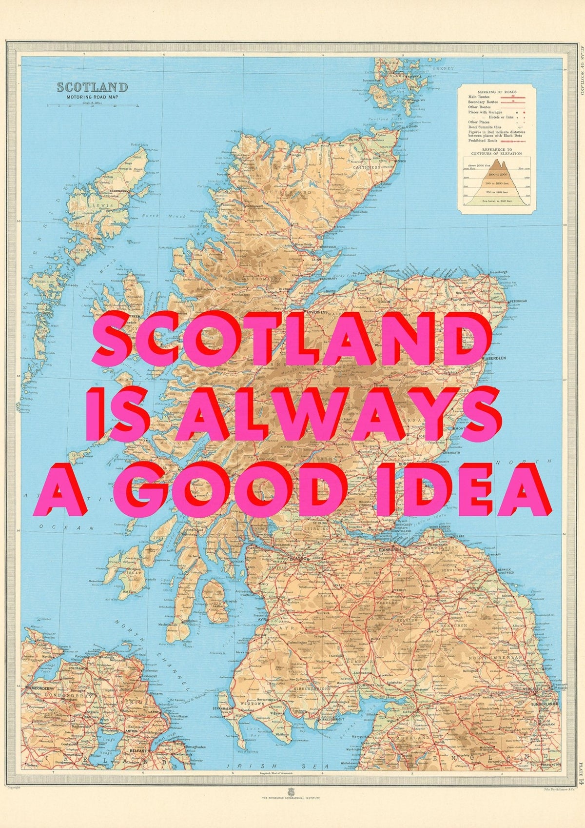 Scotland Retro Pop Art Map Print