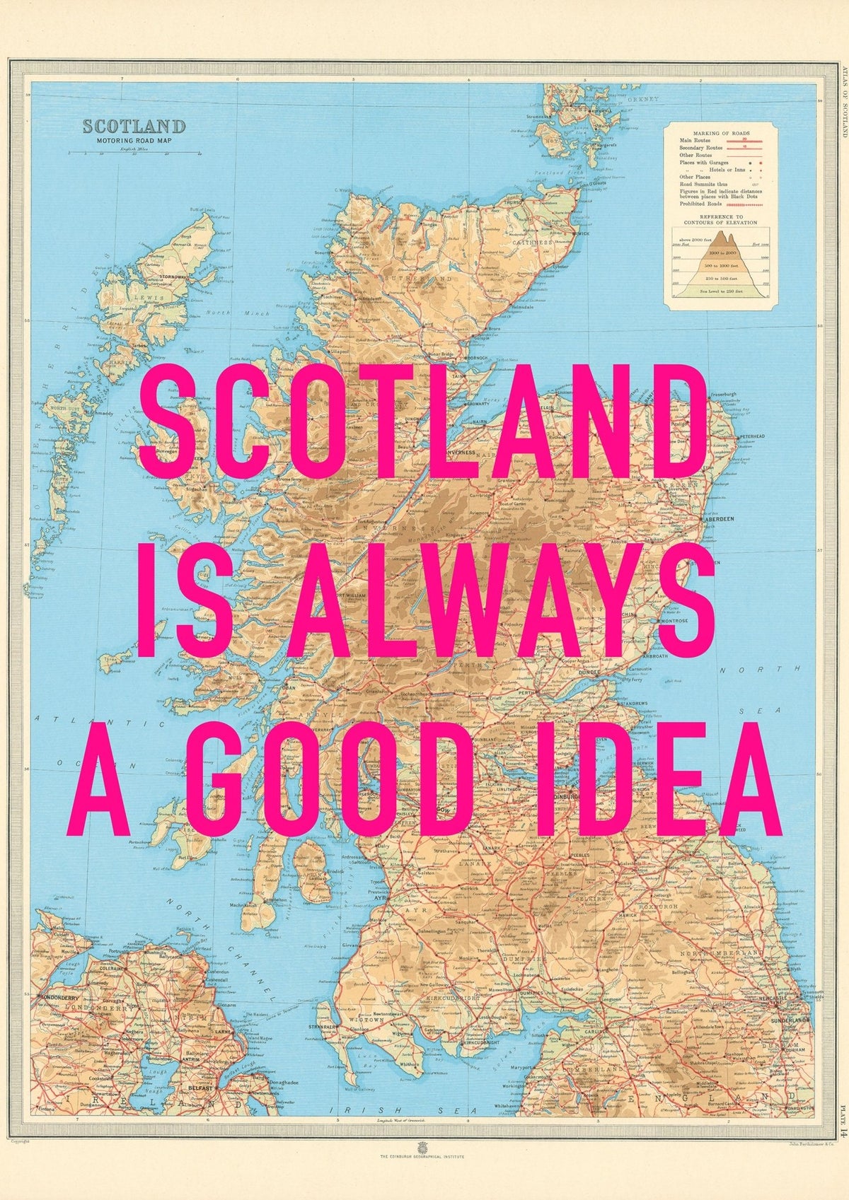 Scotland Retro Pop Art Map Print