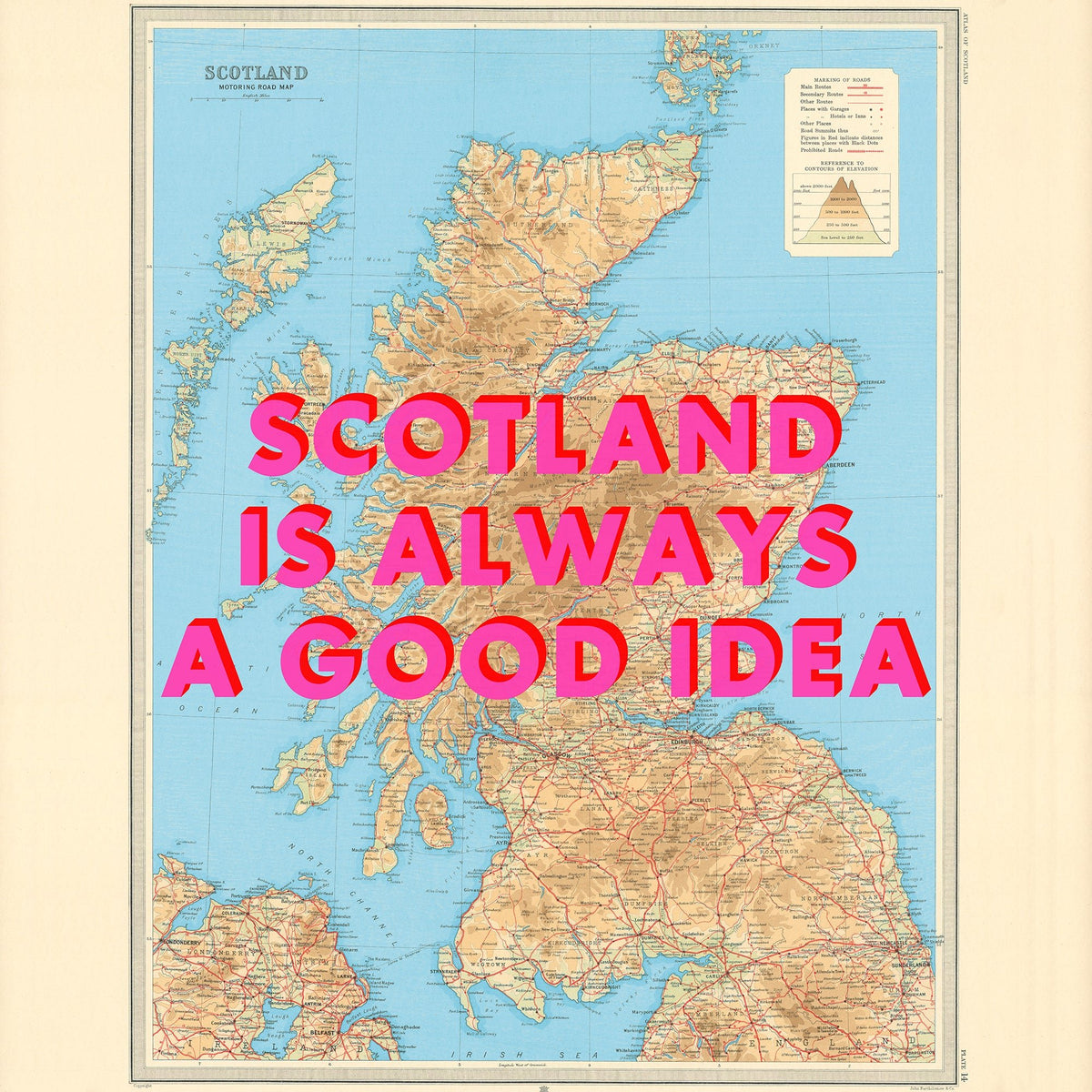 Scotland Retro Pop Art Map Print