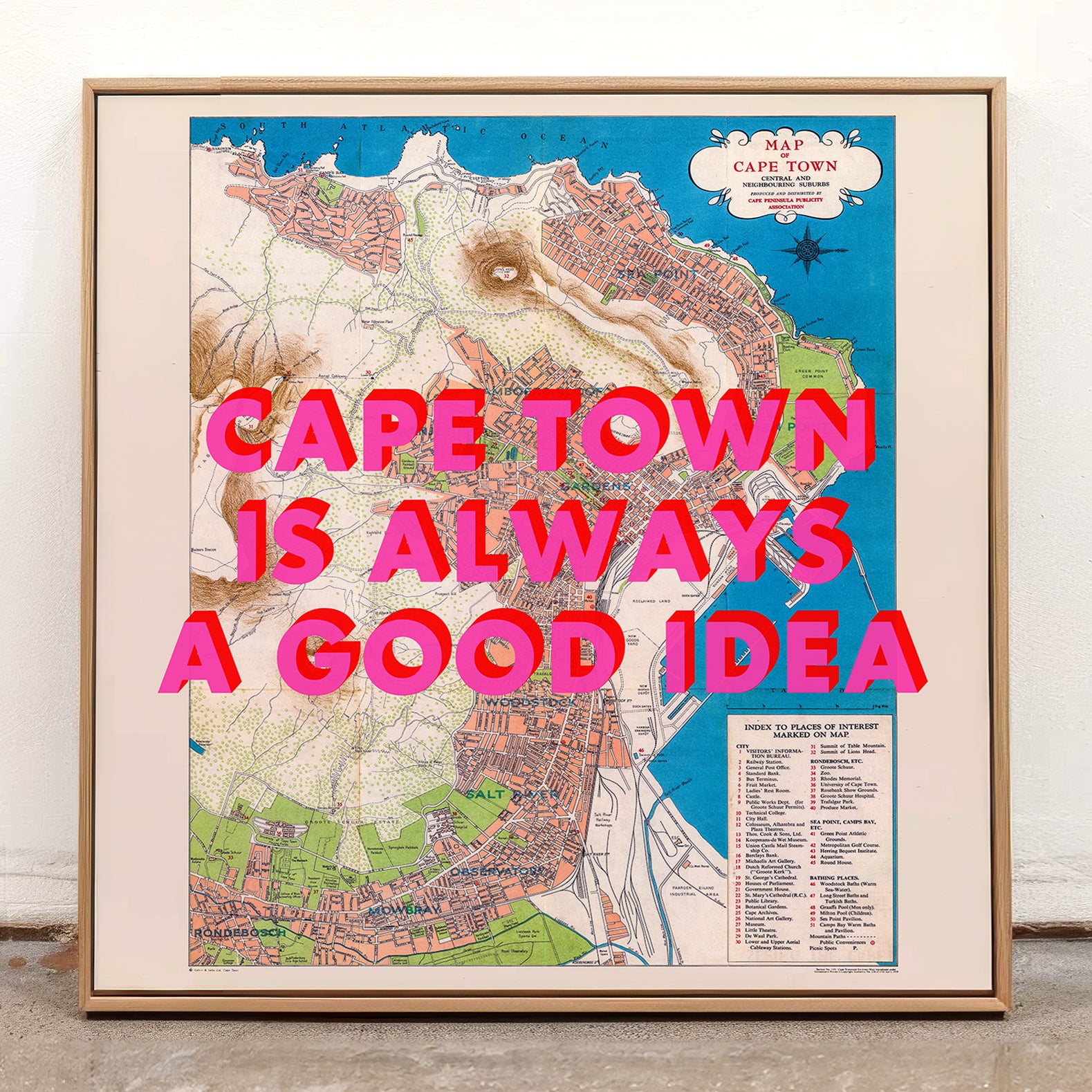 Cape Town Retro Pop Art Map Print (square)