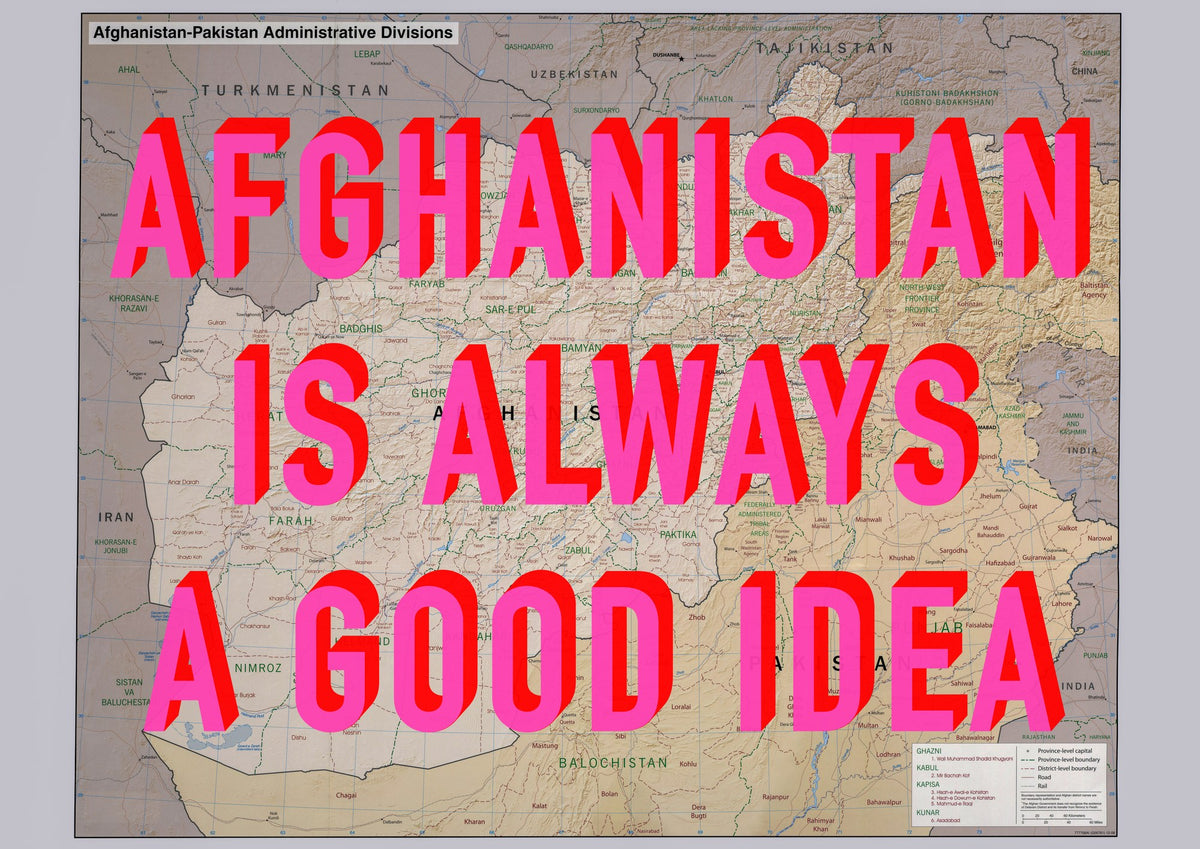 Afghanistan Retro Pop Art Map Print (landscape) - Magic Posters