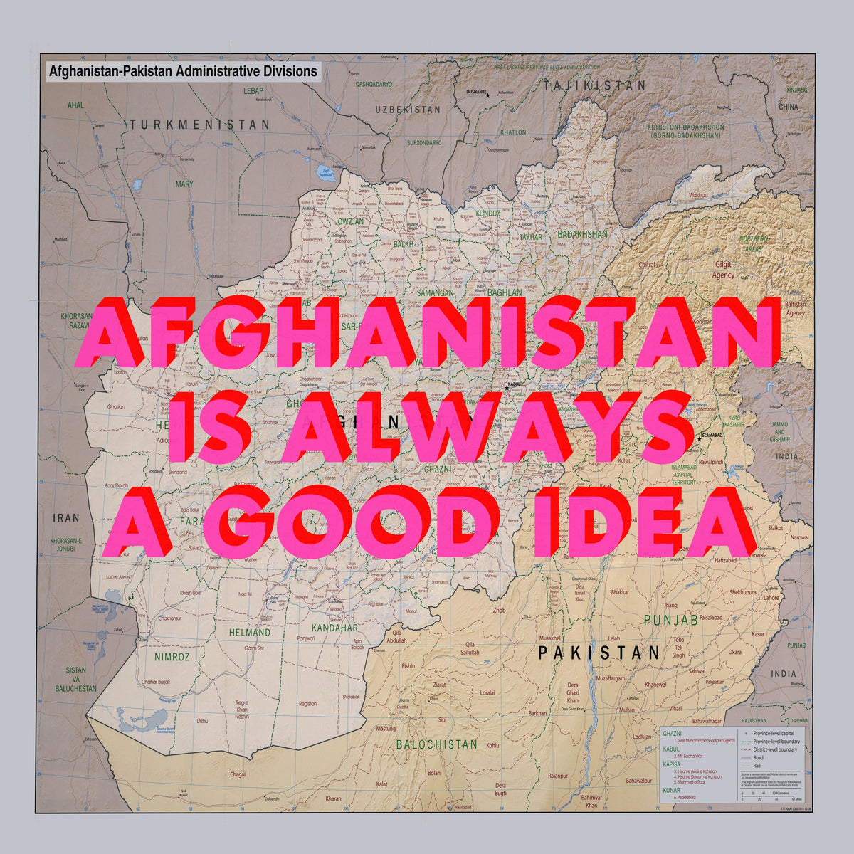 Afghanistan Retro Pop Art Map Print (square) - Magic Posters