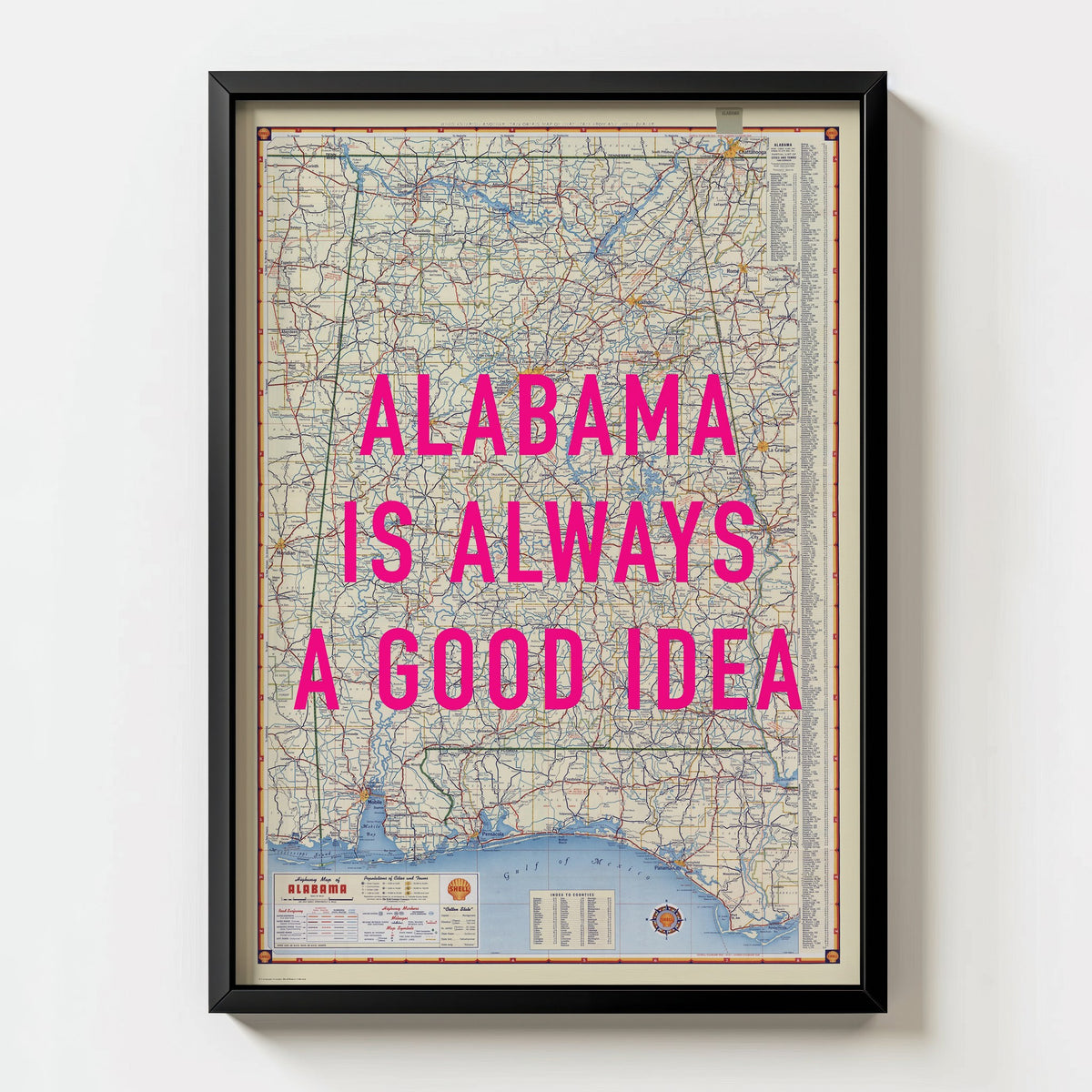 Alabama Retro Pop Art Map Print (portrait) - Magic Posters