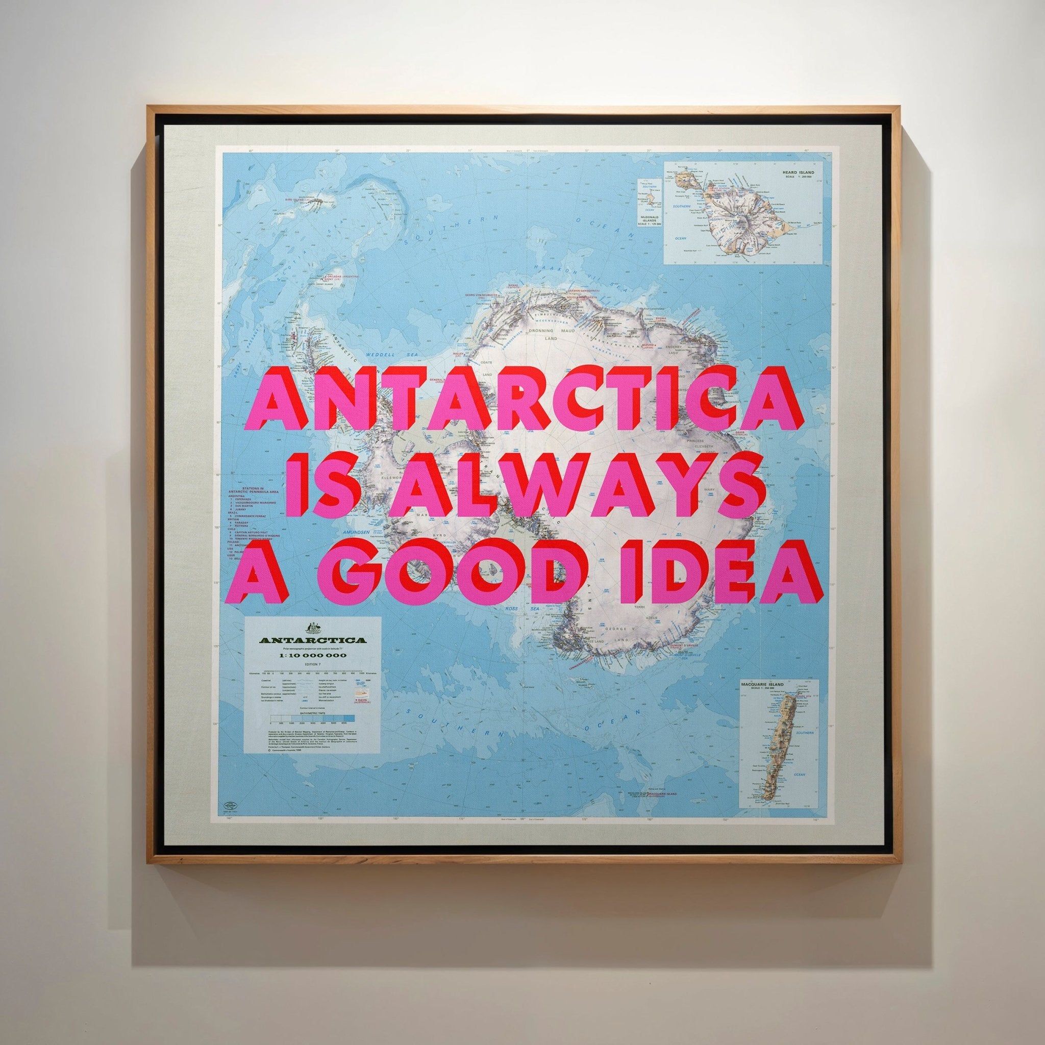 Antarctica Retro Pop Art Map Print (Square) - Magic Posters