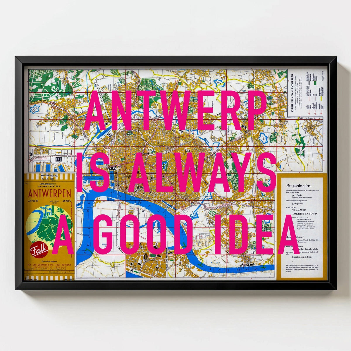 Antwerp Retro Pop Art Map Print (landscape) - Magic Posters