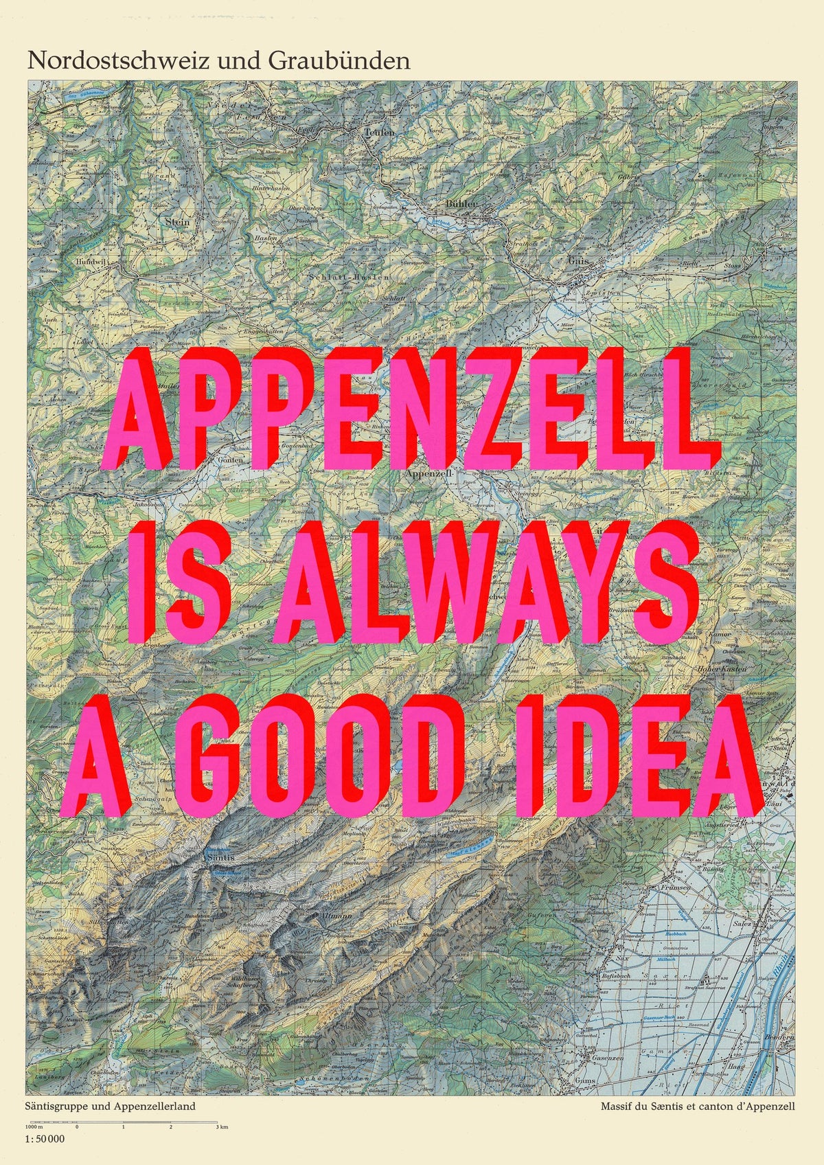 Appenzell Retro Pop Art Map Print (portrait) - Magic Posters