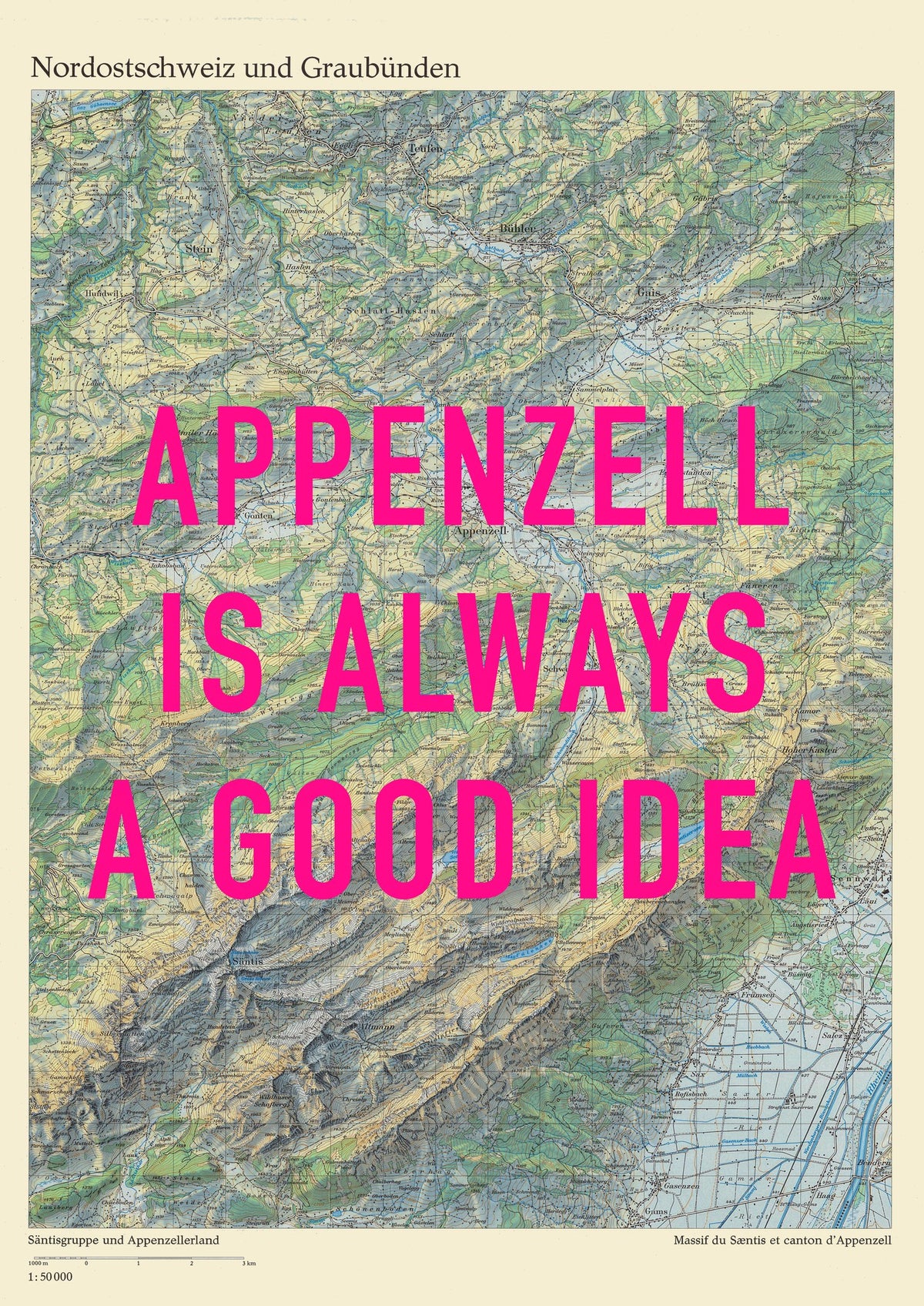 Appenzell Retro Pop Art Map Print (portrait) - Magic Posters