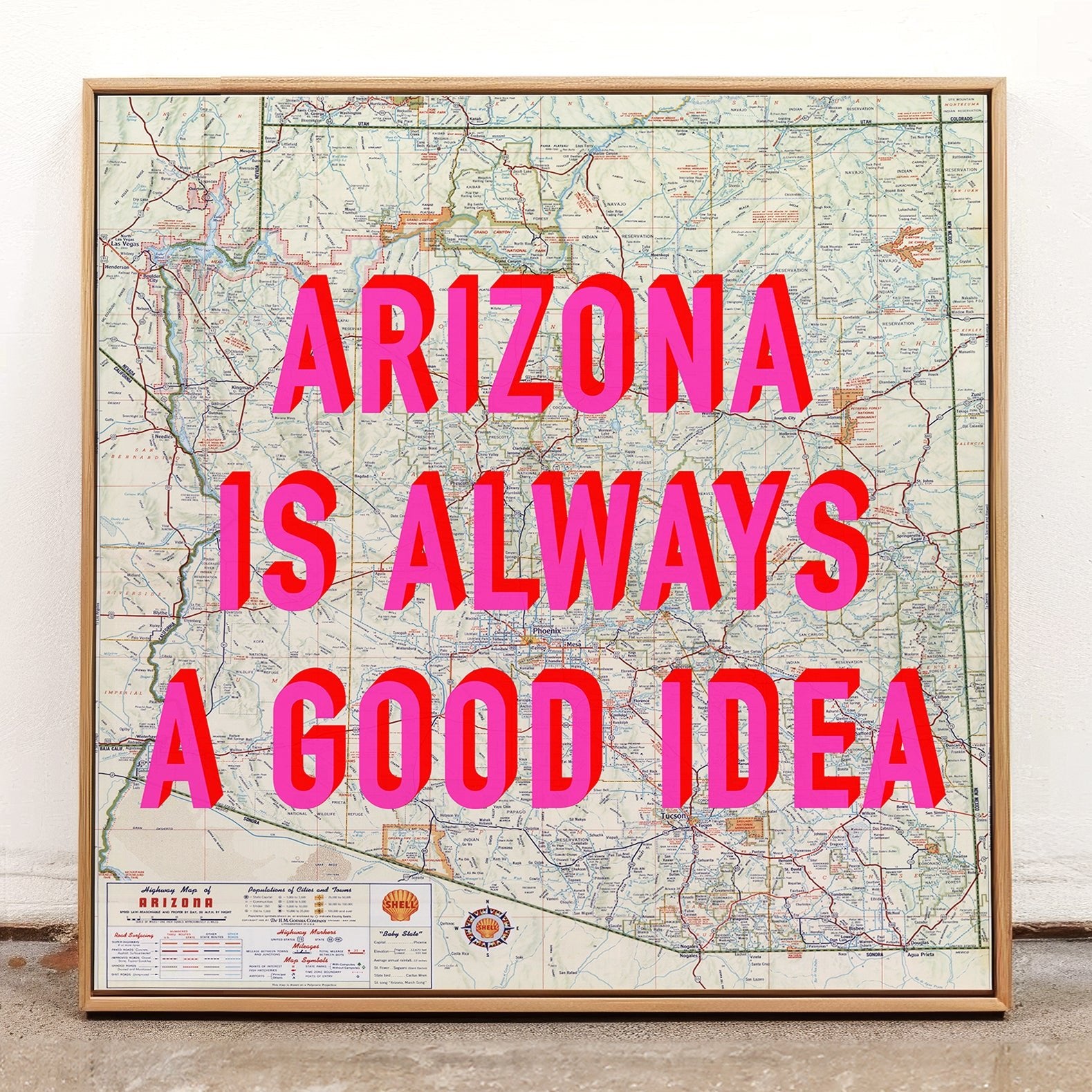 Arizona Retro Pop Art Map Print - Magic Posters