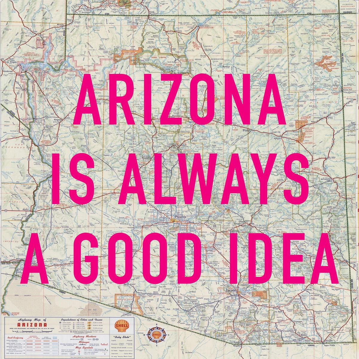 Arizona Retro Pop Art Map Print