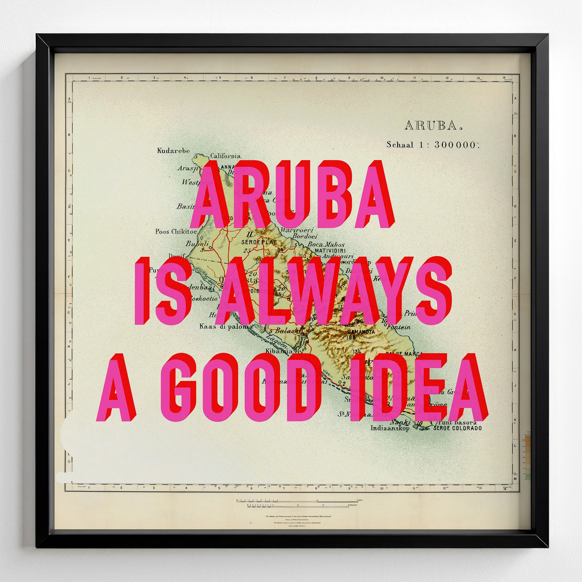 Aruba Retro Pop Art Map Print (square) - Magic Posters