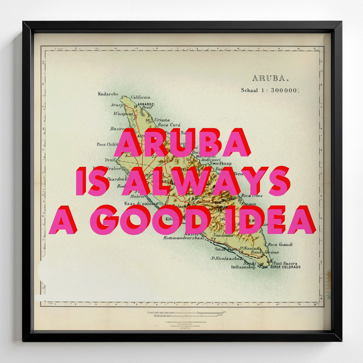Aruba Retro Pop Art Map Print (square) - Magic Posters