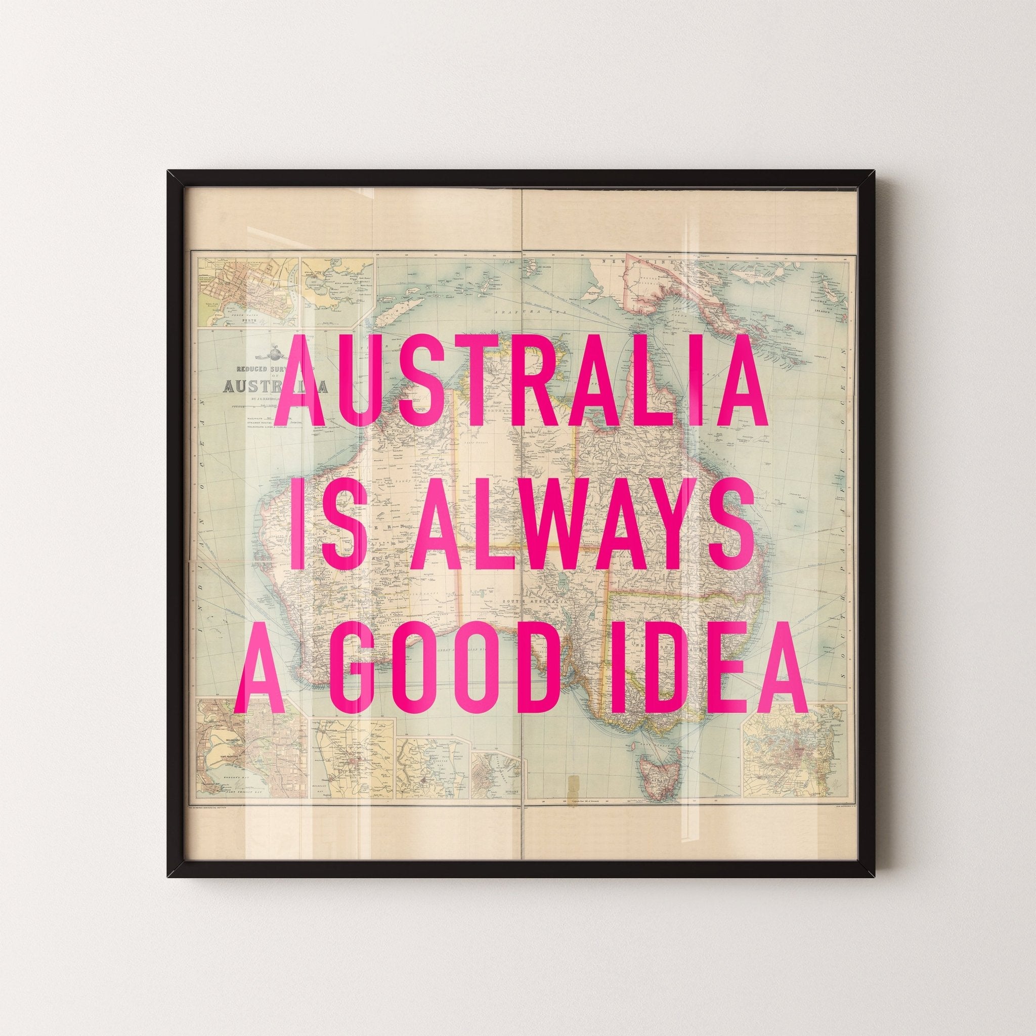 Australia Retro Pop Art Map Print (Square) - Magic Posters