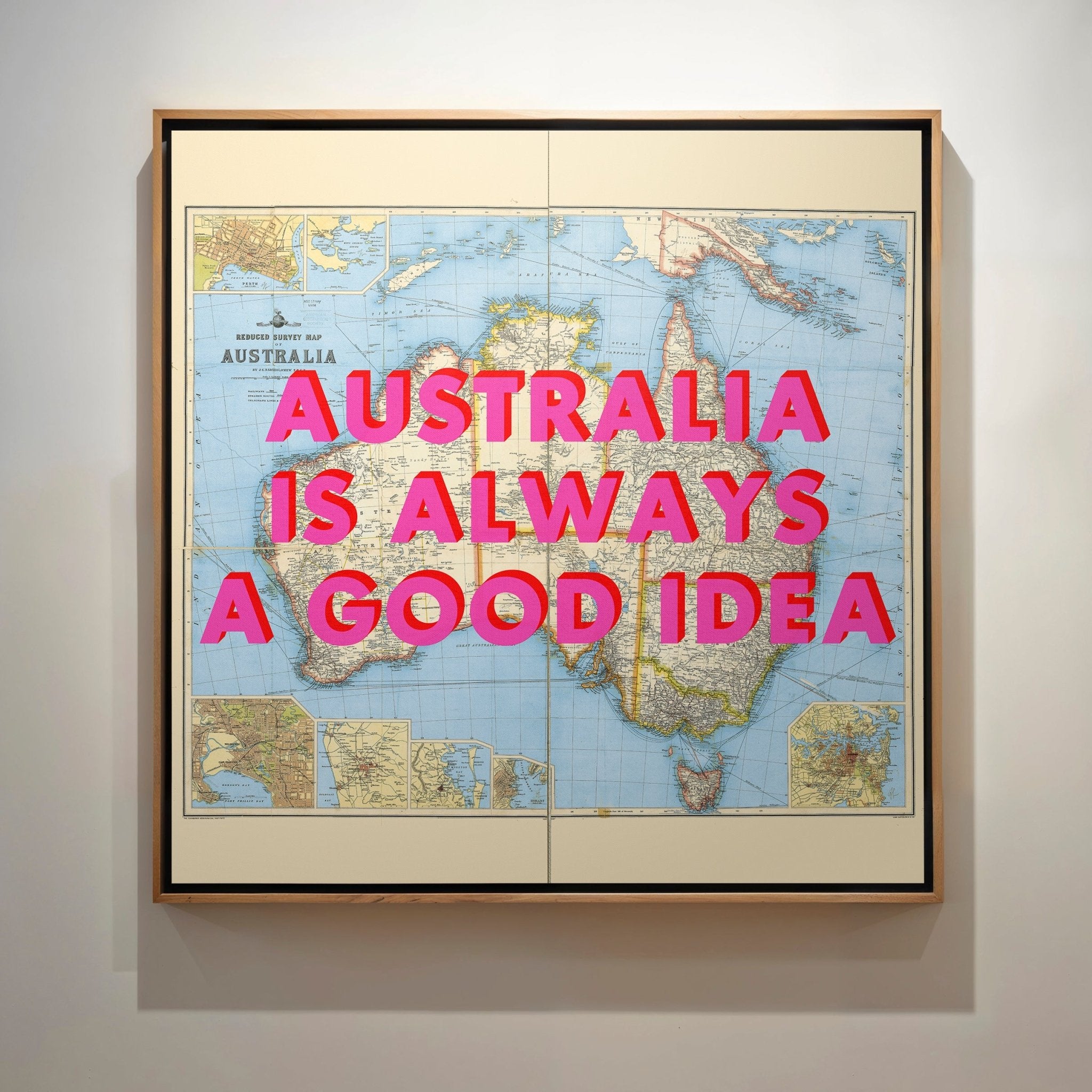 Australia Retro Pop Art Map Print (Square) - Magic Posters