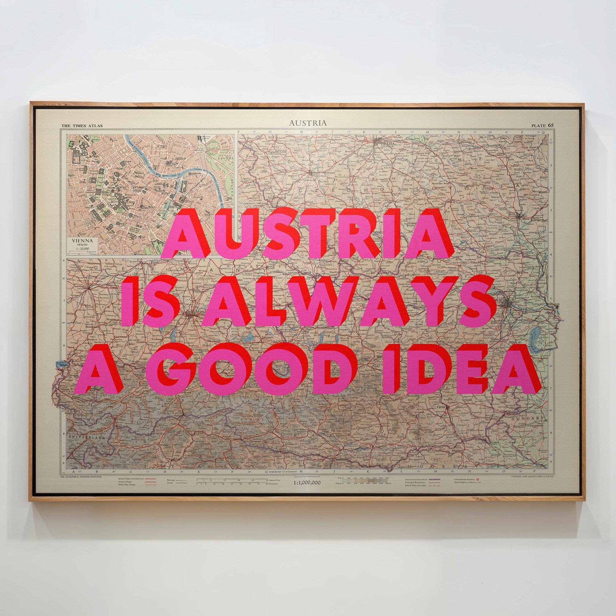 Austria Retro Pop Art Map Print (landscape) - Magic Posters