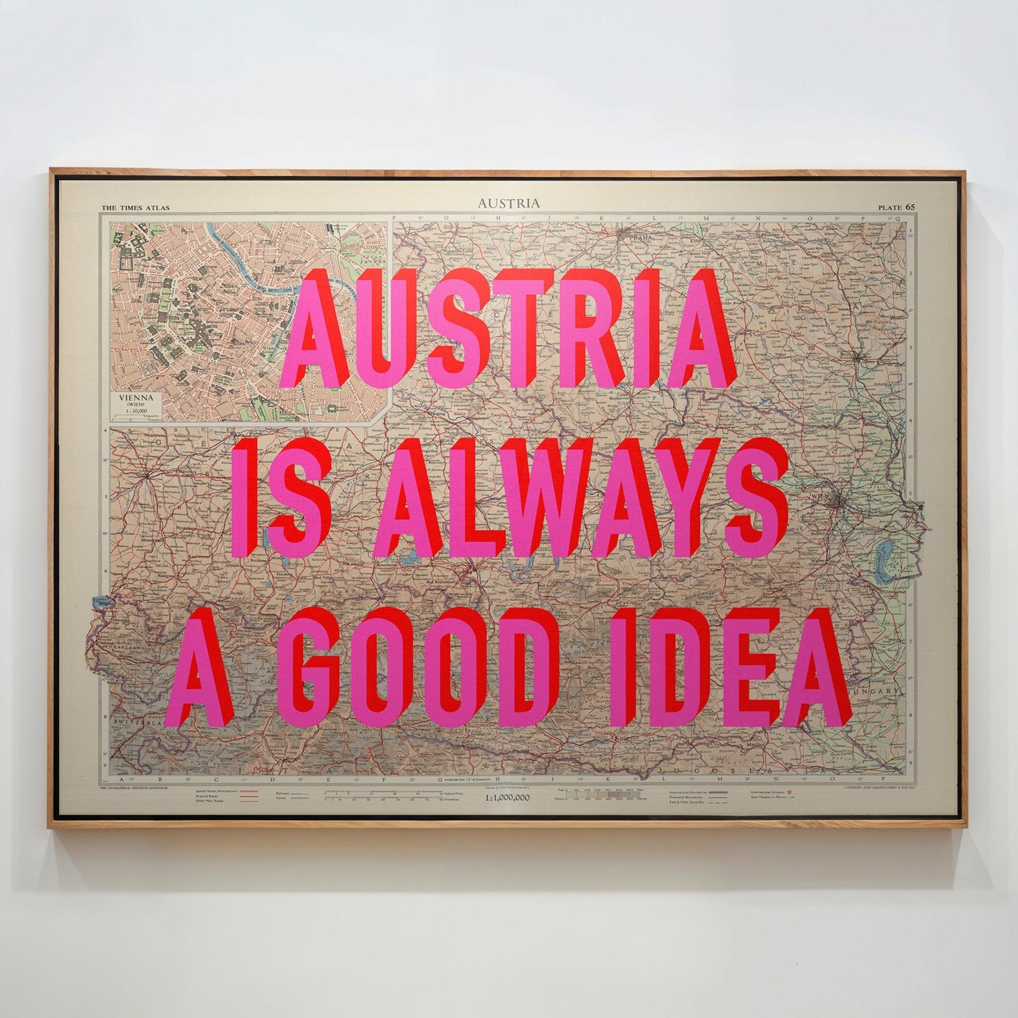 Austria Retro Pop Art Map Print (landscape) - Magic Posters