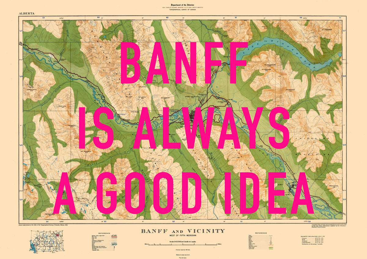 Banff Retro Pop Art Map Print (landscape) - Magic Posters