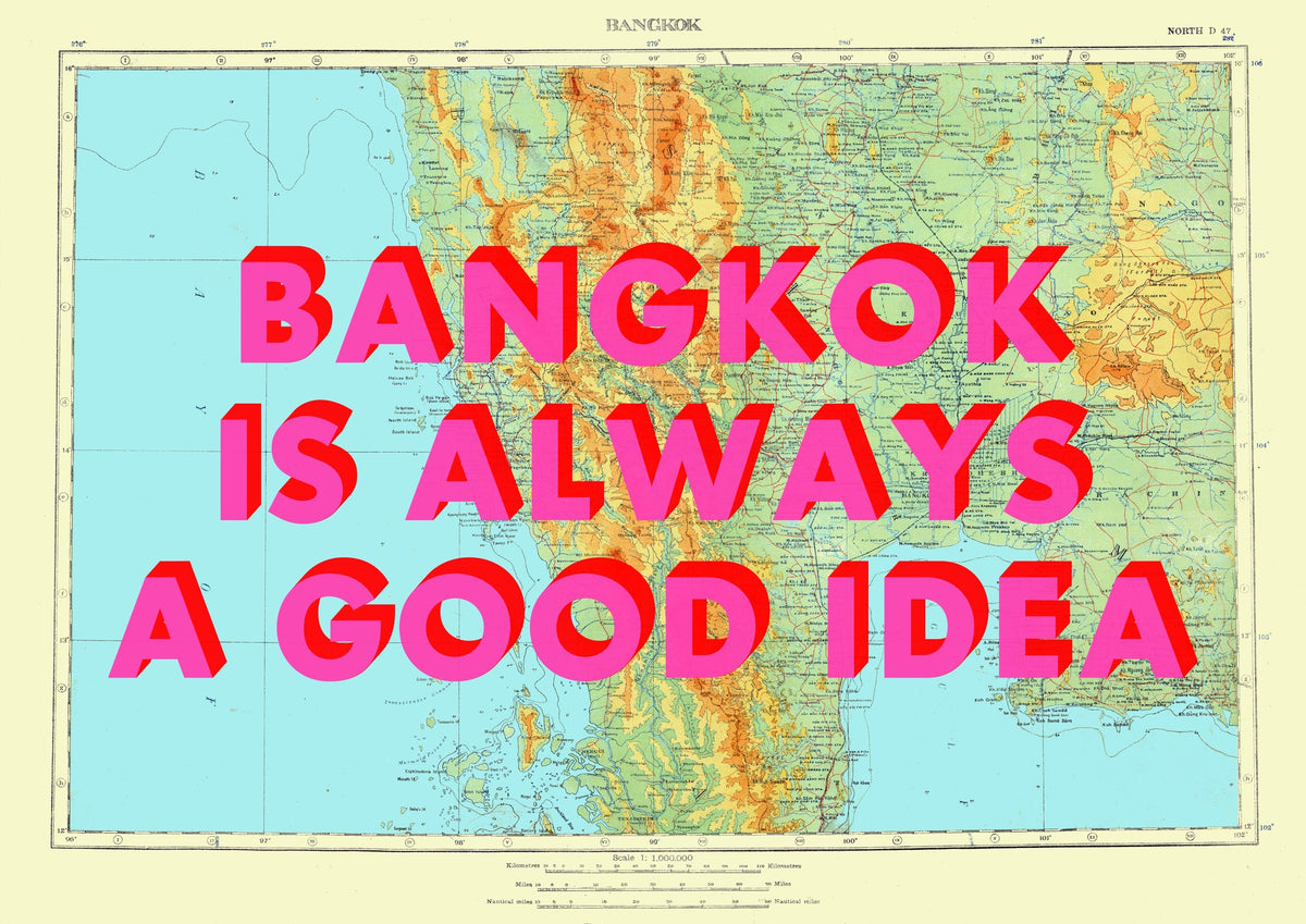 Bangkok Retro Pop Art Map Print (landscape) - Magic Posters