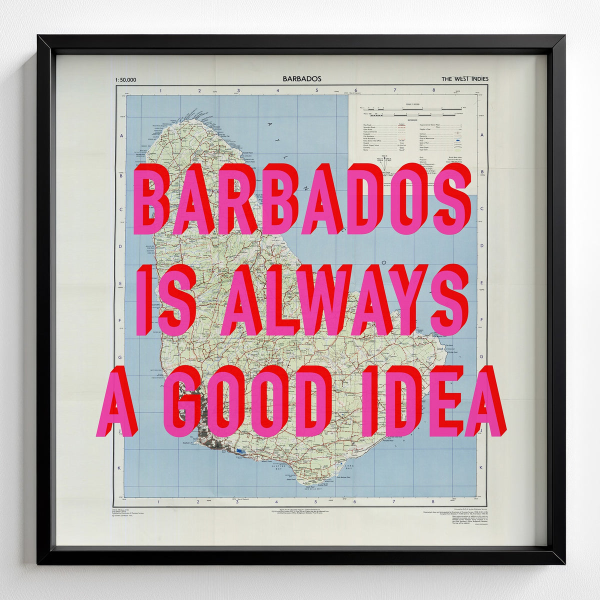Barbados Retro Pop Art Map Print (square) - Magic Posters