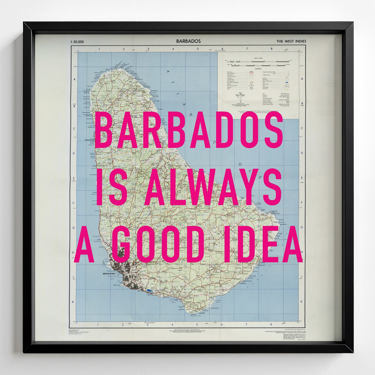Barbados Retro Pop Art Map Print (square) - Magic Posters