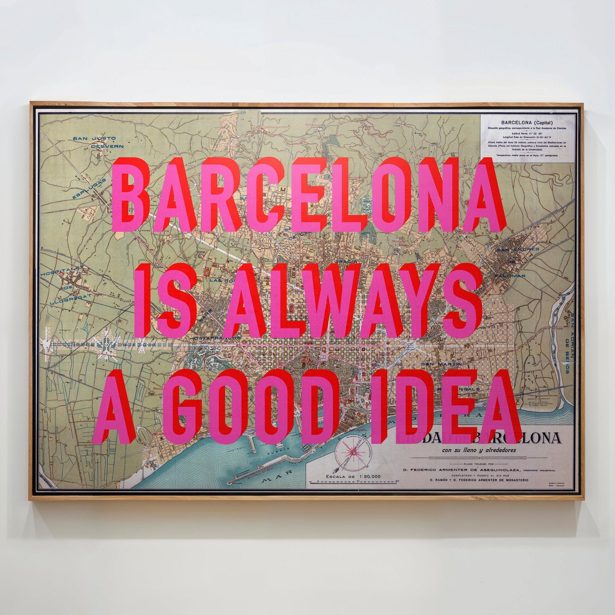 Barcelona Retro Pop Art Map Print (landscape) - Magic Posters