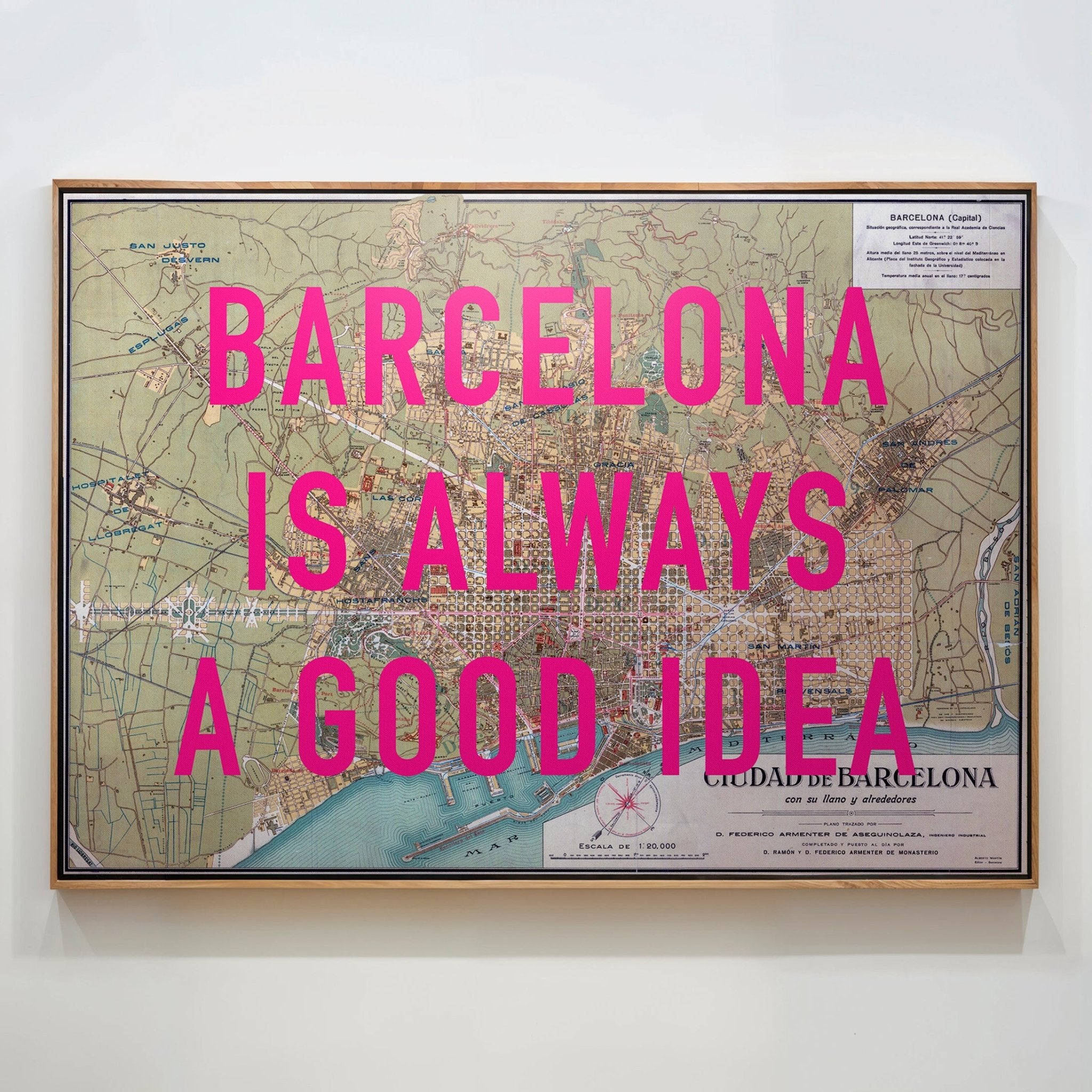Barcelona Retro Pop Art Map Print (landscape) - Magic Posters