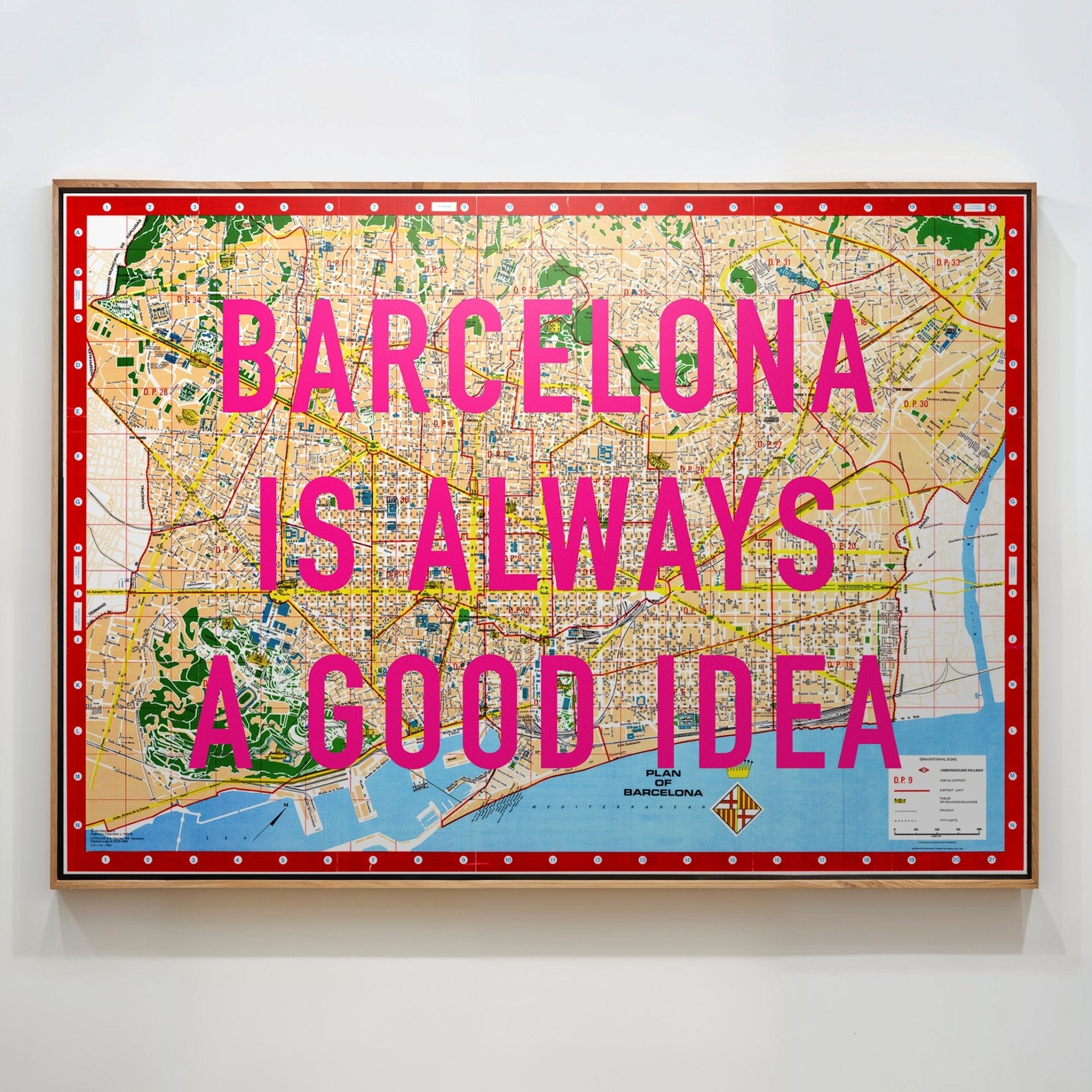 Barcelona Retro Pop Art Map Print (landscape V2) - Magic Posters
