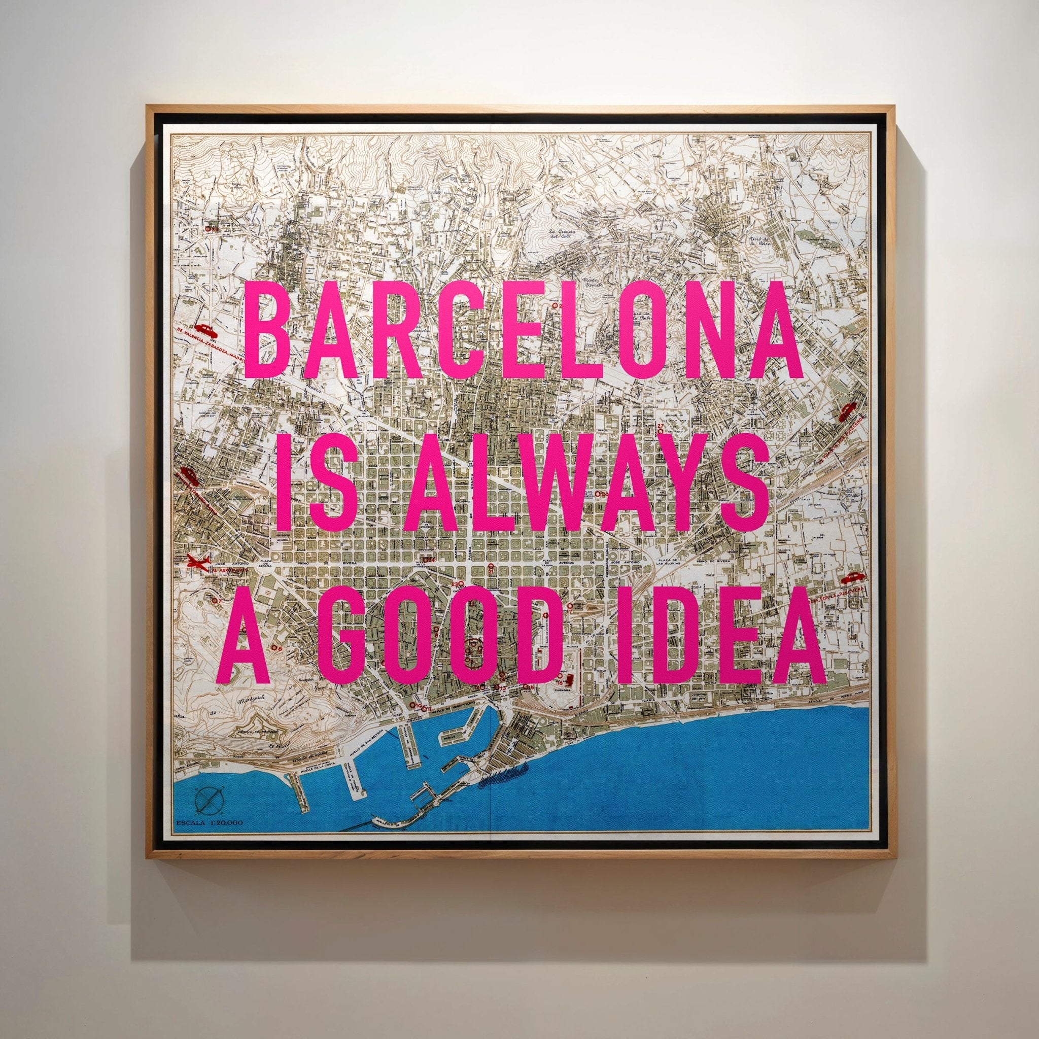 Barcelona Retro Pop Art Map Print (square) - Magic Posters