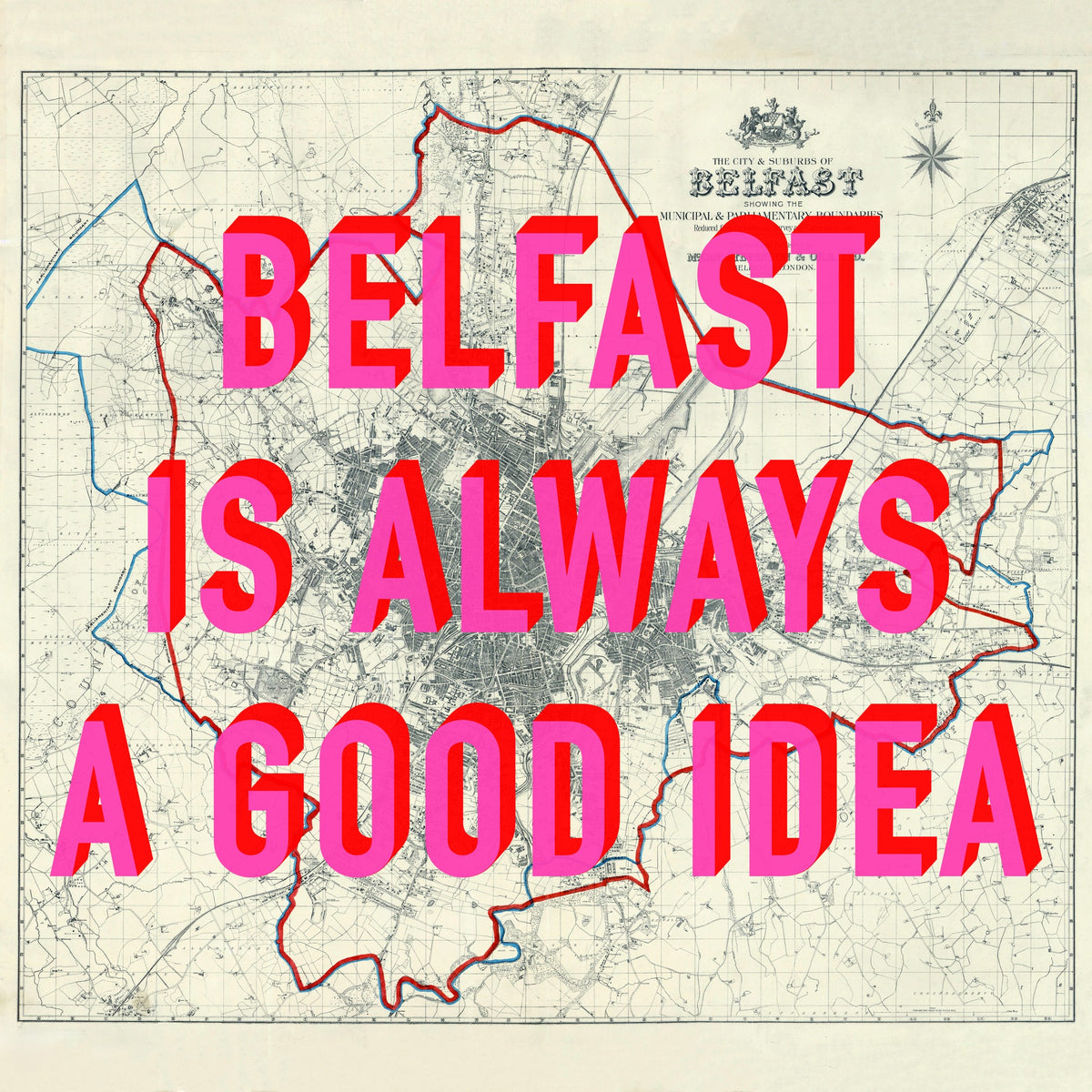 Belfast Retro Pop Art Map Print