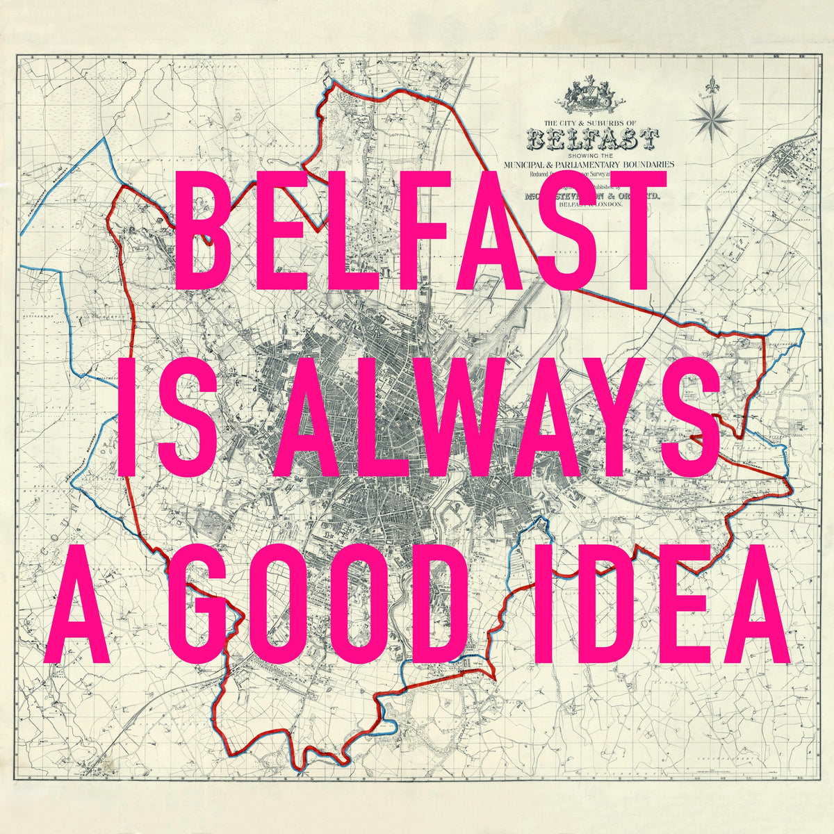Belfast Retro Pop Art Map Print