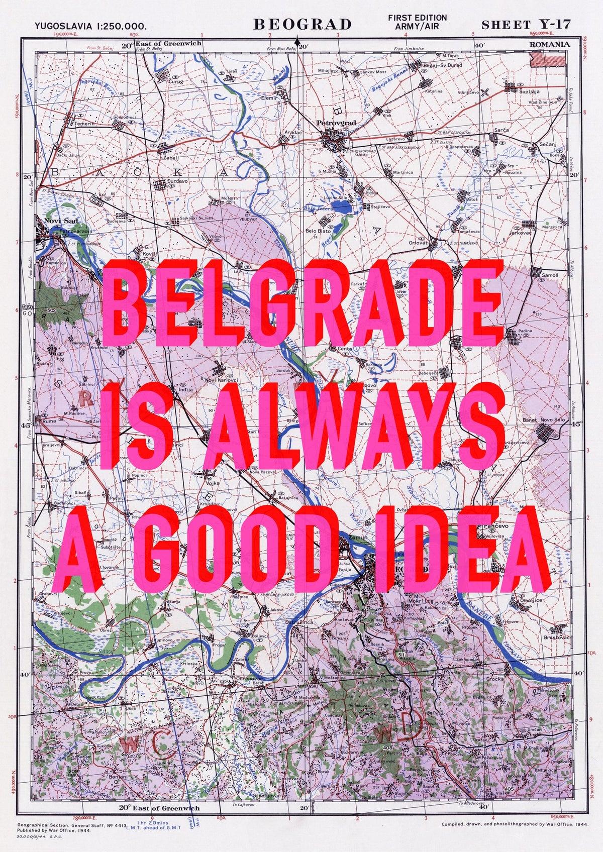 Belgrade Retro Pop Art Map Print (portrait) - Magic Posters