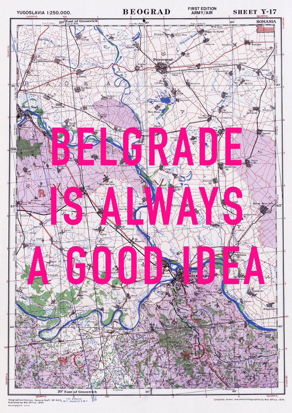 Belgrade Retro Pop Art Map Print (portrait) - Magic Posters