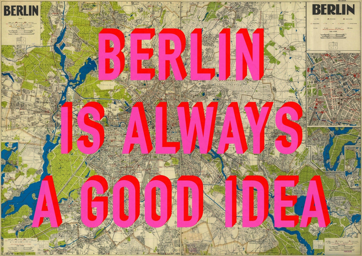 Berlin Retro Pop Art Map Print (landscape)