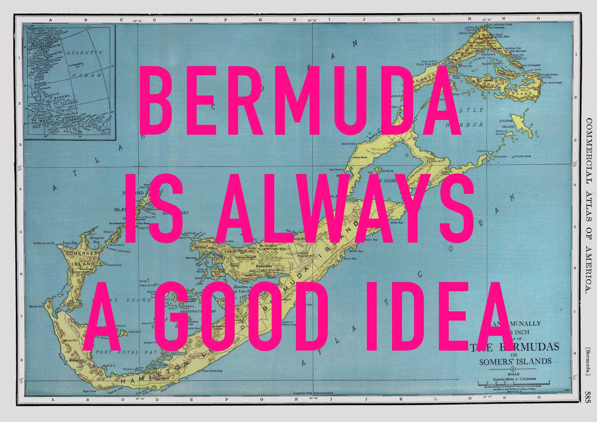 Bermuda Retro Pop Art Map Print (landscape) - Magic Posters
