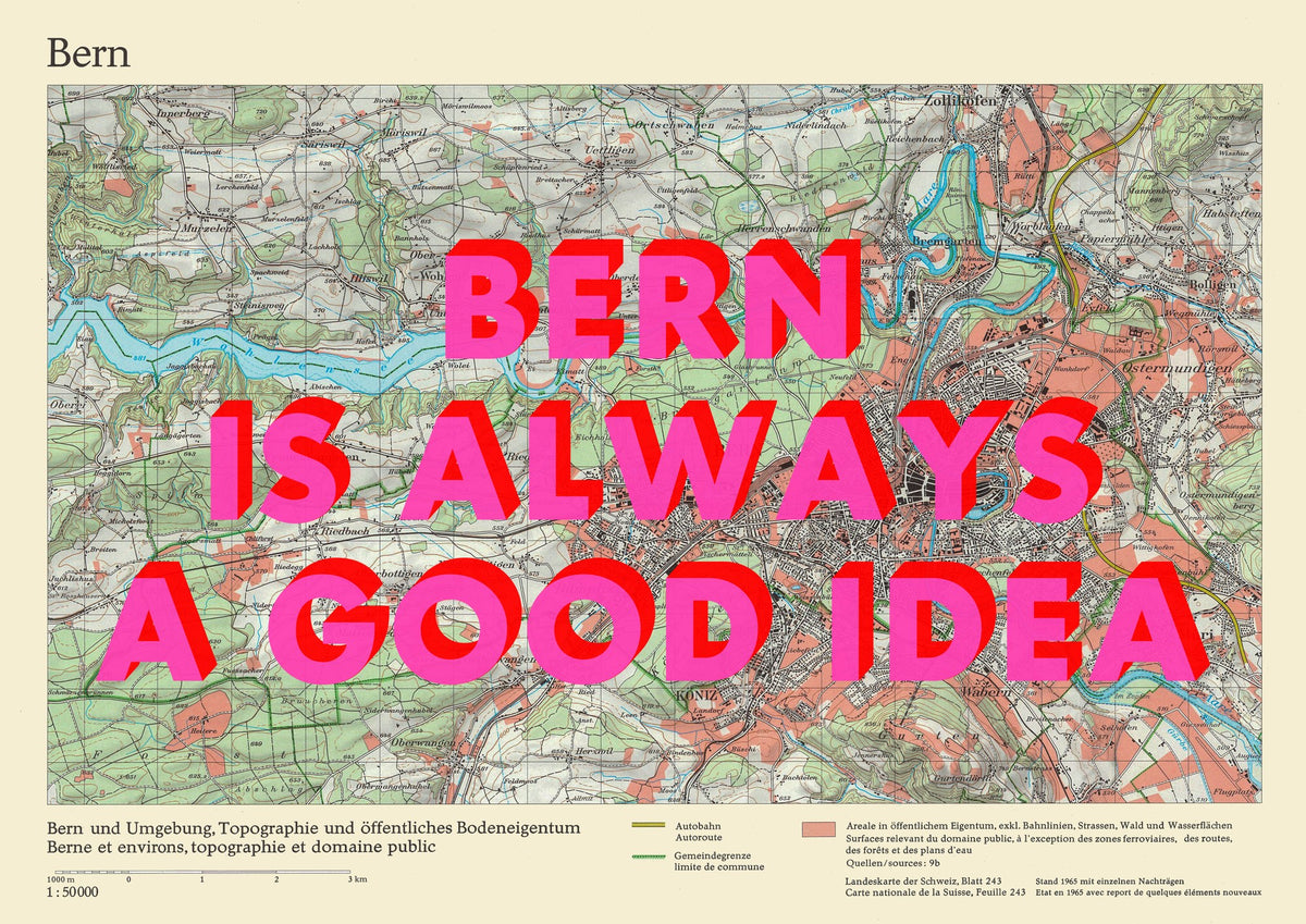 Bern Retro Pop Art Map Print (landscape) - Magic Posters