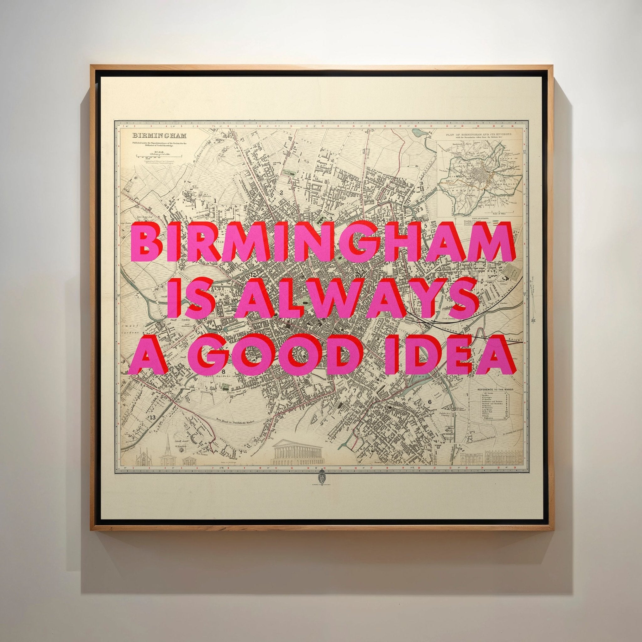 Birmingham Retro Pop Art Map Print - Magic Posters