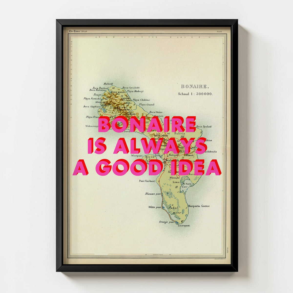 Bonaire Retro Pop Art Map Print (portrait) - Magic Posters