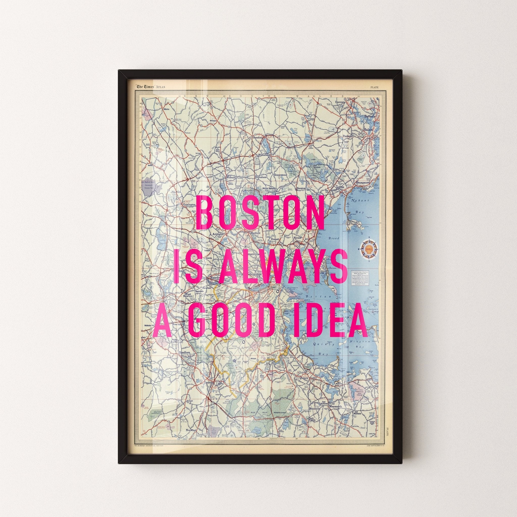 Boston Retro Pop Art Map Print - Magic Posters