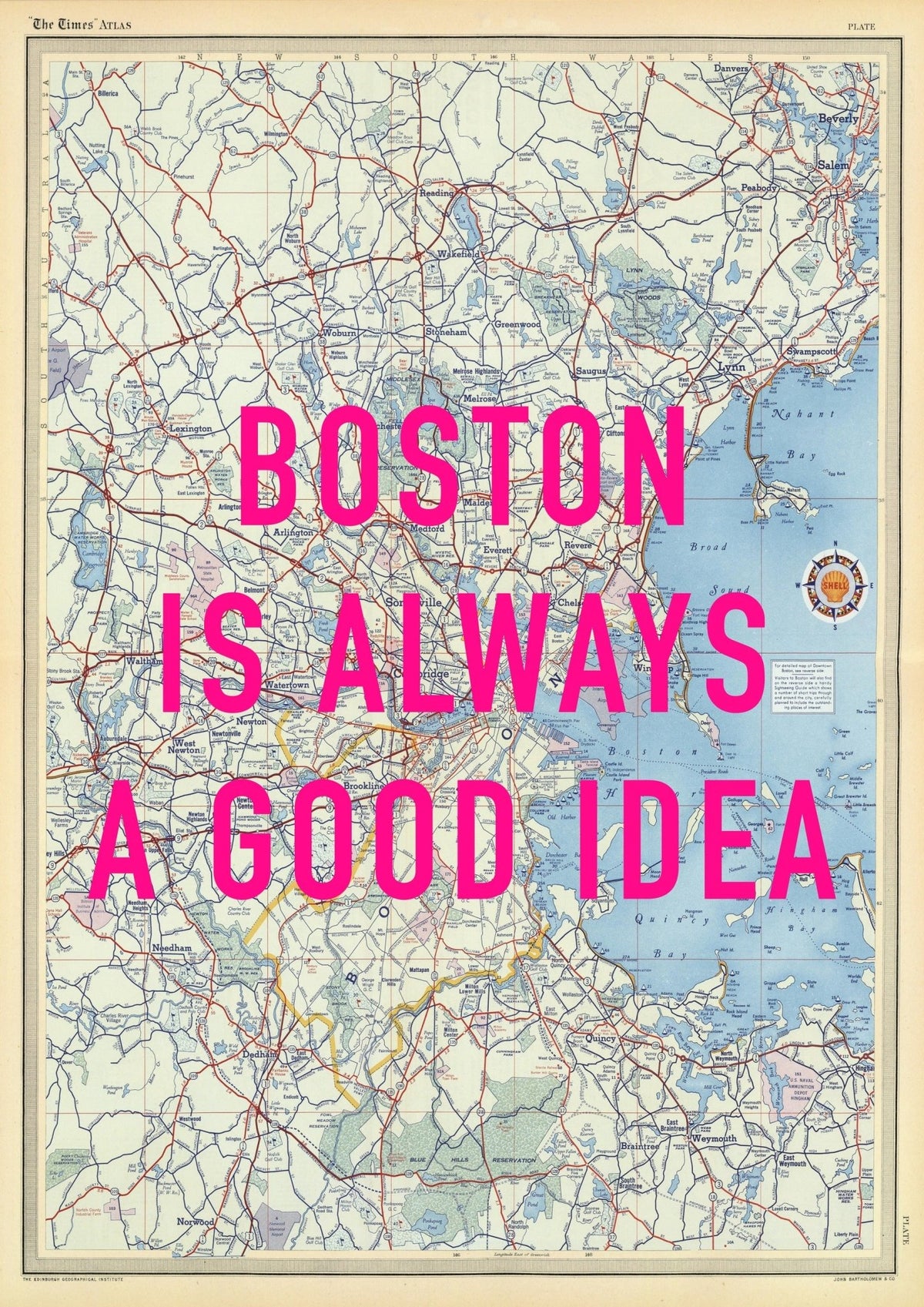 Boston Retro Pop Art Map Print