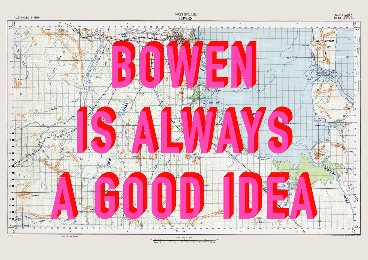 Bowen Retro Pop Art Map Print (landscape) - Magic Posters