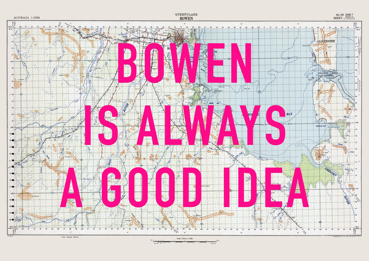 Bowen Retro Pop Art Map Print (landscape) - Magic Posters
