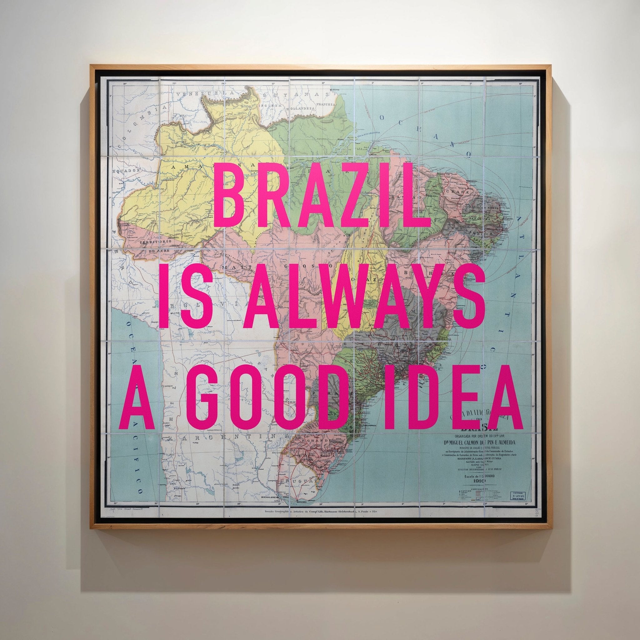 Brazil Retro Pop Art Map Print (Square) - Magic Posters