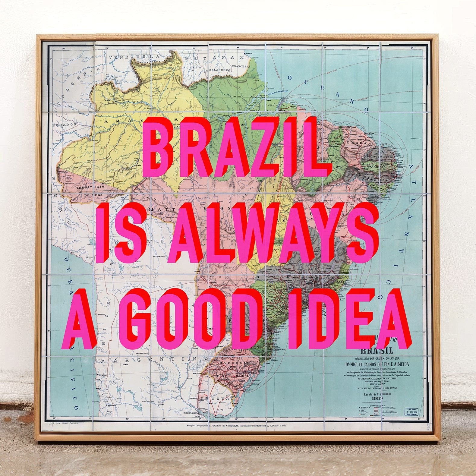 Brazil Retro Pop Art Map Print (Square) - Magic Posters